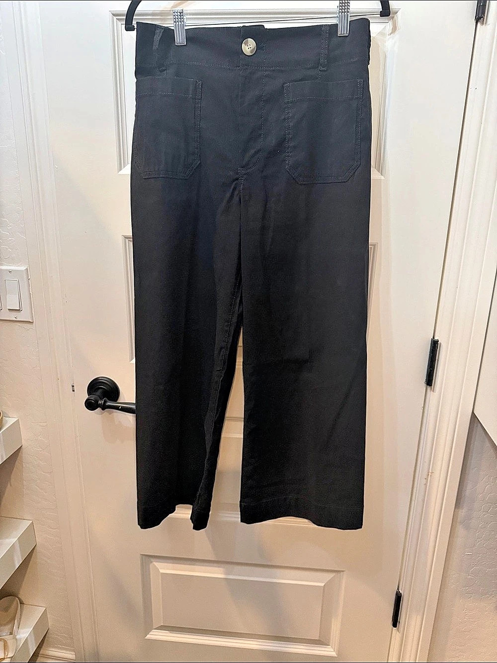 Maeve Anthropologie The Colette Wide Leg Pants in Black Waist 27P